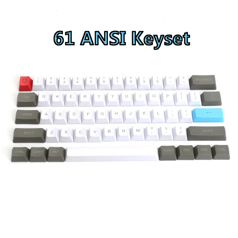 Механическая клавиатура Keycap Топ напечатанный 61 Ключ ANSI Keyset OEM профиль толстый PBT