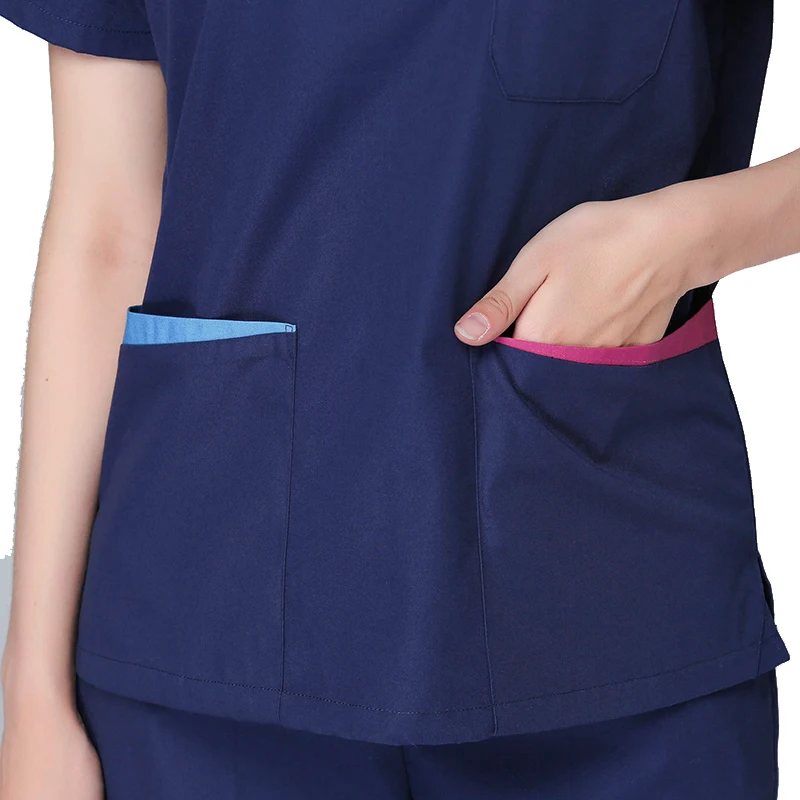 Женский медицинский скраб с v-образным вырезом и коротким рукавом для больниц, набор стоматологических скрабов для салона красоты, униформа медсестры