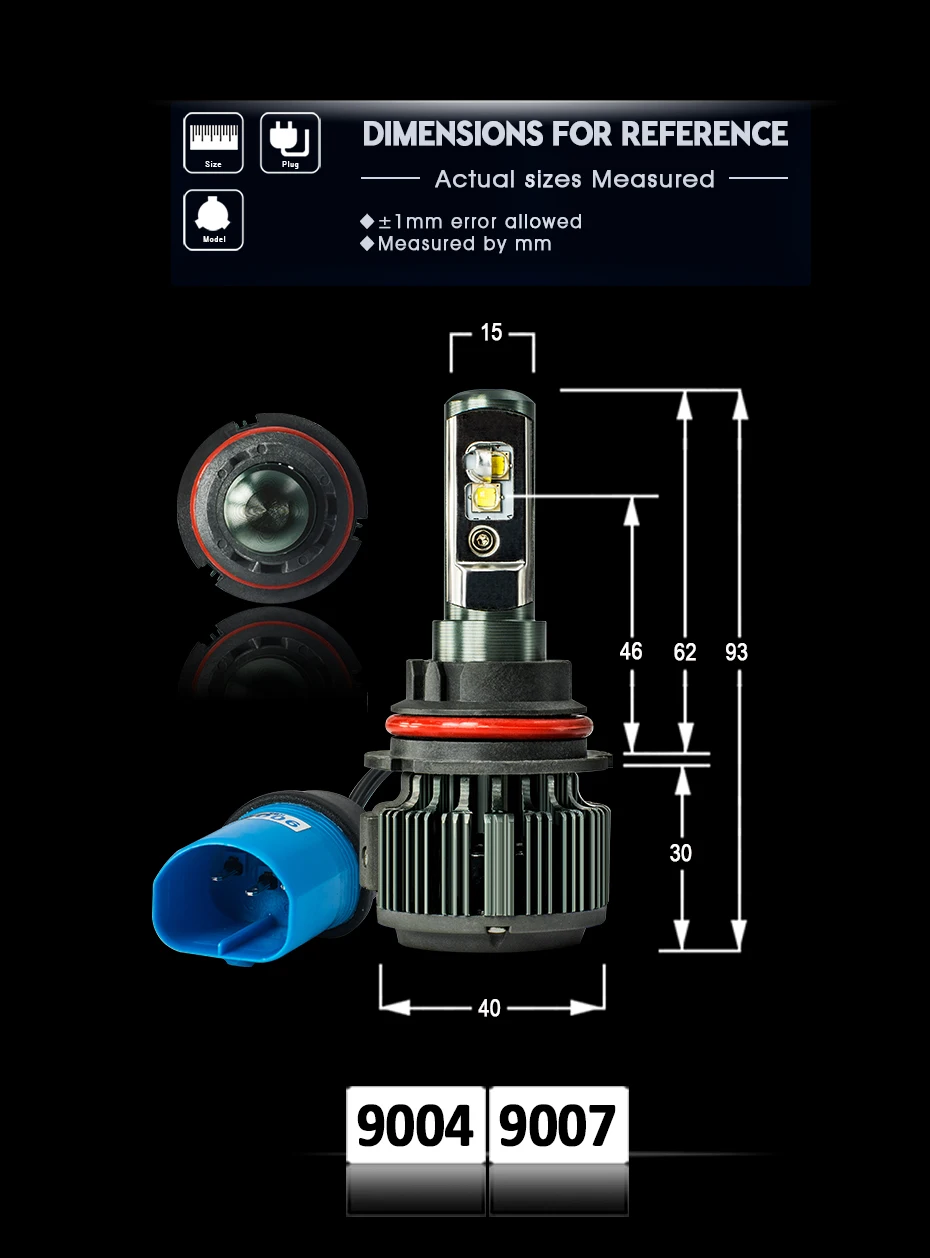 CNSUNNYLIGHT светодиодный 9007 HB5 Hi/Lo 9004/HB1 80 Вт 8000лм 6000 К белая лампа замена основной противотуманной фары с вентилятором Turbo Plug& Play