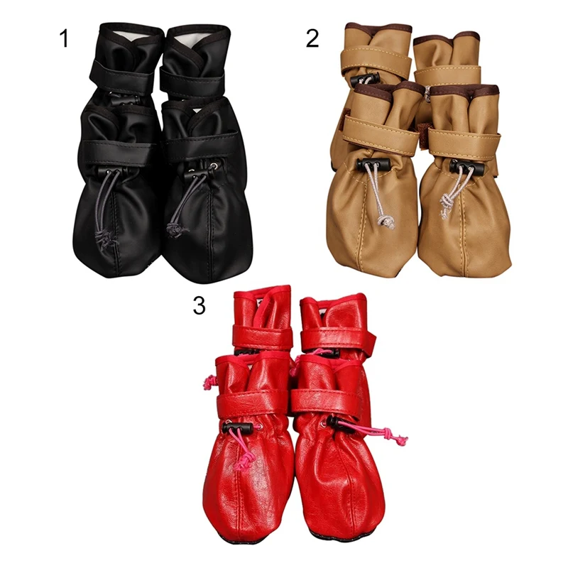 4 pcs Reflective Anti Slip Rain Boots Waterproof Dog Shoes Adjustable Winter Warm Socks Sneaker Paw Protector For Dogs Cat