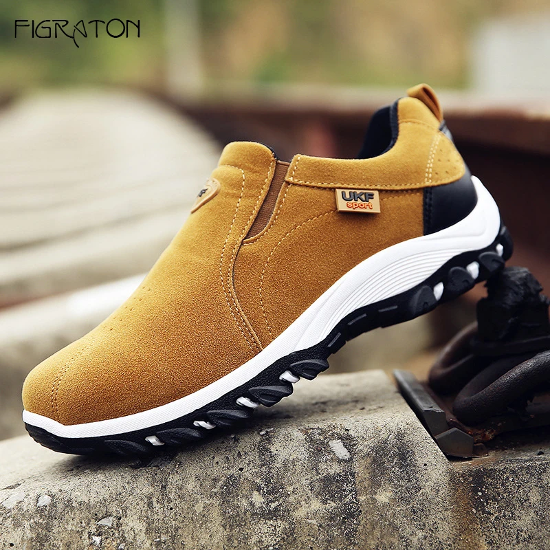 

Figraton Men's Sneakers Casual Autumn Winter Fashion Vulcanize Shoes Flock Solid Color Slip On Outside Sports Shoes Comfortable
