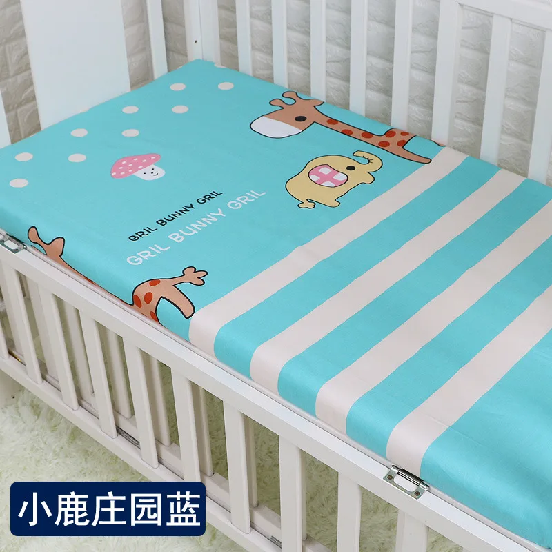 100*140 см детское постельное белье, хлопок, постельное белье для новорожденных, мультипликационный принт, экологический реактивный принт, детская кровать, простыня для кроватки - Цвет: xiaoluzhuangyuanlan