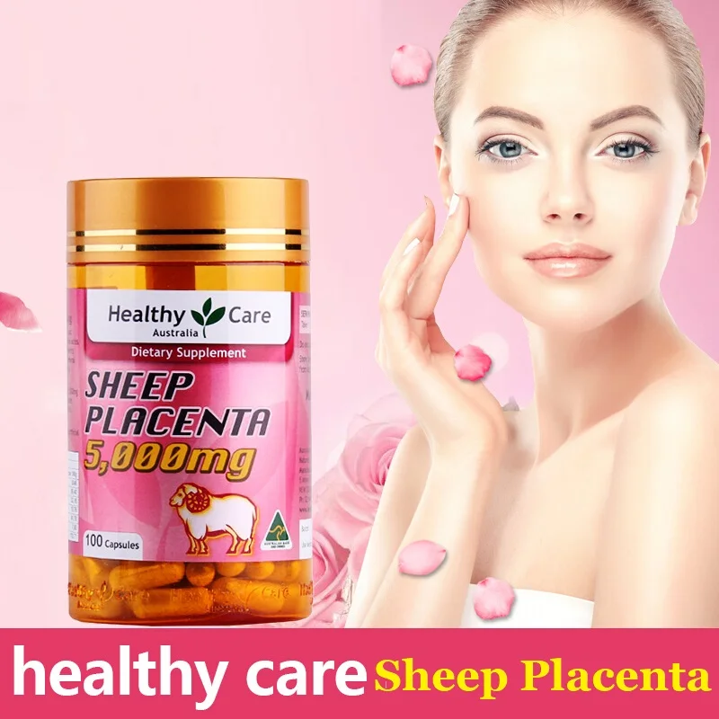 Healthy Care Sheep Placenta Supplement 100S Protein Amino Acids Support General well-being Improve vitality Promote Women Health
