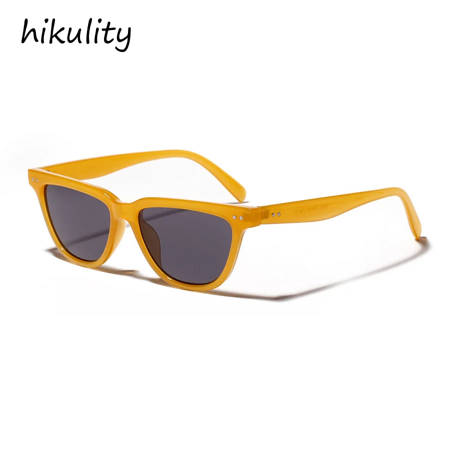 89271 Small Narrow Yellow Sunglasses Women 2018 Vintage Rivet Ladies