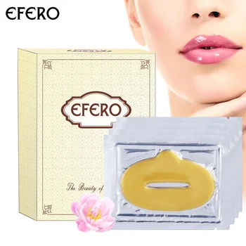 

efero 15packs Gold Crystal Collagen Lip Mask Anti-aging Anti Winkles Lips Skin Repair Patch Moisturizing Essence Lips Mask Pads
