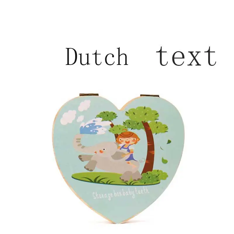 C Dutch Коробка для хранения упавших зубов английский испанский текст для маленьких мальчиков и девочек деревянный ящик для хранения молочных зубов Органайзер держатель - Цвет: C Dutch