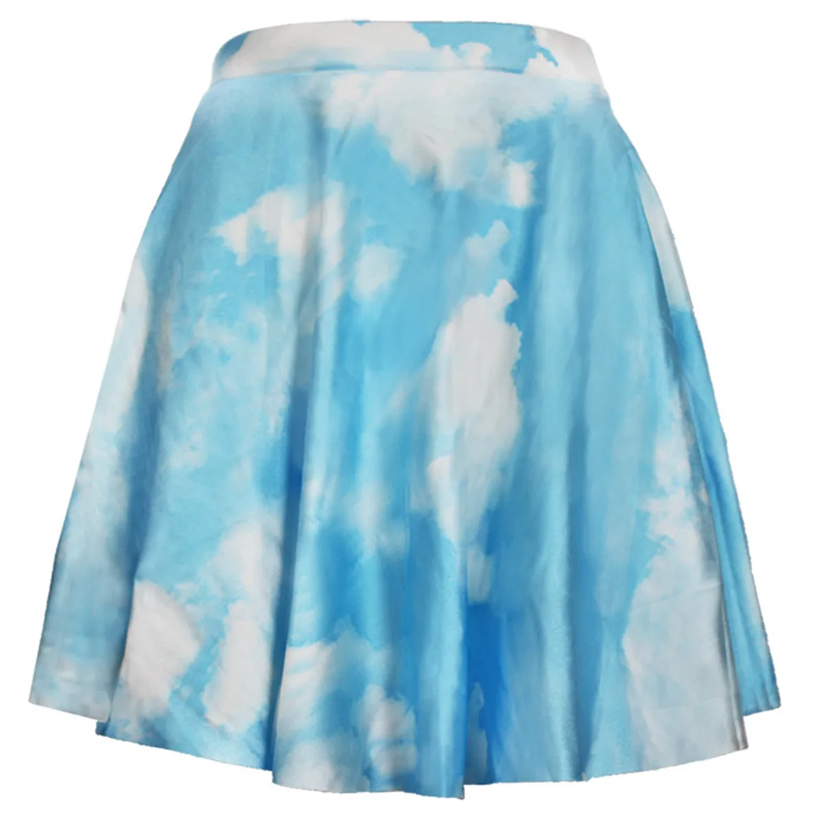 

Women Skirt Vogue Women High Waist Short Skater 3d Tattoo Pleated Flared Umbrella Skirt Blue Sky White Cloud Printed Mini Skirts