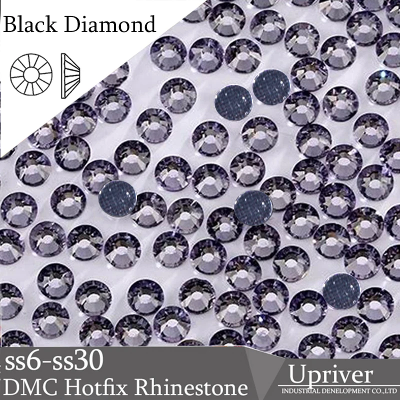

Upriver DMC Hotfix Rhienstones Black Diamond Glass Machine Cut DIY Gemstones For Wedding Dress