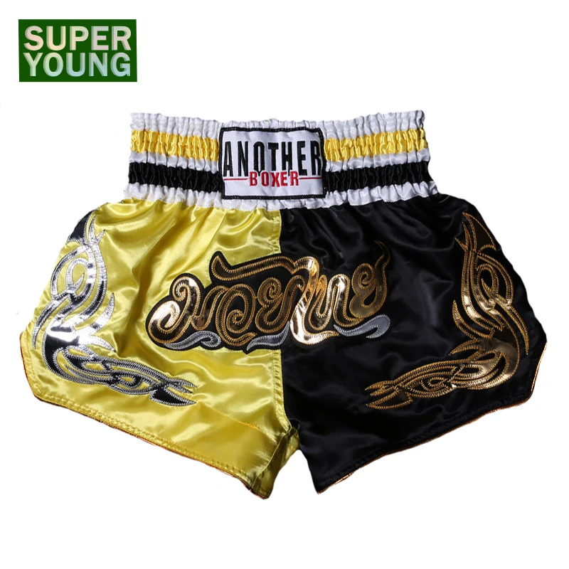 Deluxe Muay Thai Shorts in Black for Grappling Fight Kick Boxing MMA Training