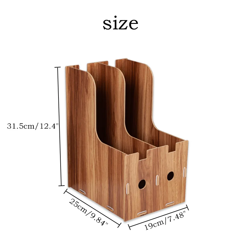  2-grid a4 Detachable wooden office desktop file book magazine stand rack holder table document fili