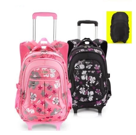 

School Rolling Backpacks For Girls Wheeled Backpack Trolley School Backpacks Children Luggage Bag Wheels Kids Trolley Rucksack