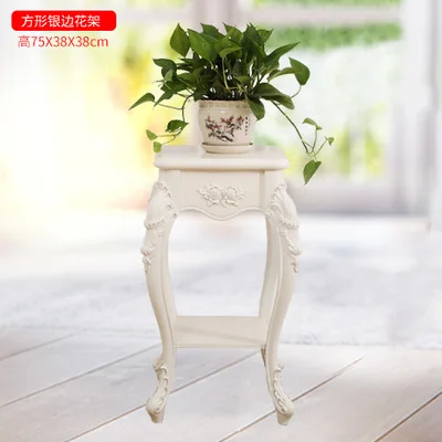 Европейский стиль ABS Роскошная гостиная белый цветок стенд балкон многофункциональный внутренний пол креативный зеленый цветочный горшок стойка - Цвет: ivorysilver38x38H75