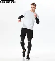 2018 Новый 4 шт. Для мужчин s спортивные костюмы одежда для бега для Для мужчин короткие эластичные колготки тренажерный зал Фитнес футболка с
