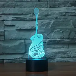 Светодиодный привлекательный Гитары лампа 7 Изменение Цвета 3D иллюзия ночника
