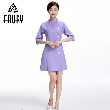 

Half Sleeve Nurse Work Wear Dress Dental Clinic Hospital Surgeon Uniforms Beauty Salon Beautician Clothing Medicos Medical Gown