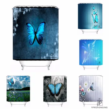 

Custom Abstract Blue Butterfly Waterproof Shower Curtain Home Bath Bathroom s Hooks Polyester Fabric Multi Sizes180509-16