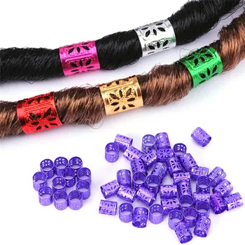 

50Pcs Dreadlock Beads Adjustable Hair Braids Cuff Clip Micro Ring Beads 1*1 Cm 6 Colors