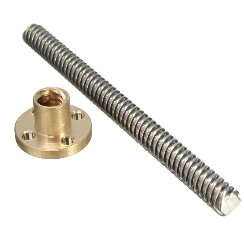 Top Quality 8mm Lead Screw Rod 100mm 8x100mm - 10cm Stepper Motor Linear Rail Bar Shaft With Brass Nut gtfs hot sale 3d printer 8mm lead screw rod z axis linear rail bar shaft 350mm golden