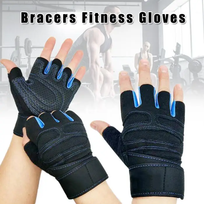 Мужские Женские перчатки для тренажерного зала с ремешком на запястье поддержка для тренировки фитнеса Тяжелая атлетика ED