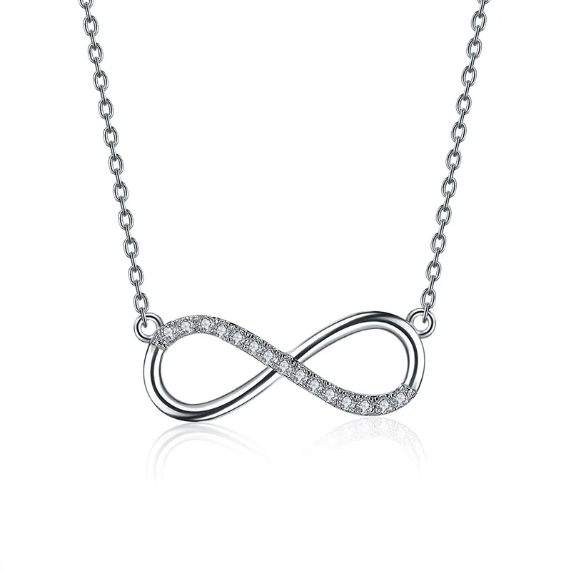

Rinntin 2019 Silver Necklace AAA Austrian CZ Infinity Pendant Silver Color Necklace for Women/Lover Fashion Jewelry Gift DON112