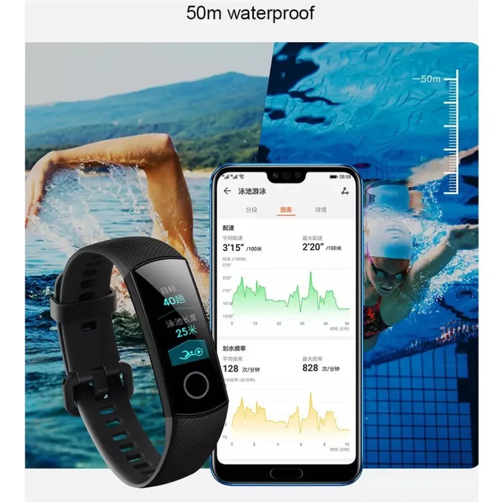 Оригинальный Смарт браслет Huawei Honor Band 4 2018 Новинка 0 95 ''цветной Amoled сенсорный