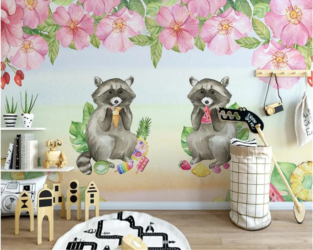 beibehang Nordic modern minimalist three-dimensional papel de parede 3d wallpaper cute animal flower children's room backdrop custom photo wallpaper animal leopard room tv backdrop for vinyl wallpaper papel de parede