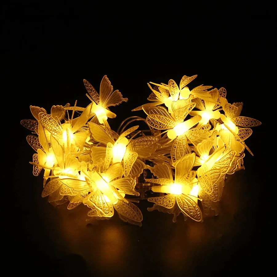

2M 20Leds Butterfly LED String Fairy Light Battery Operated Romantic Decor Lighting Christmas Wedding Party Holiday String Lamp