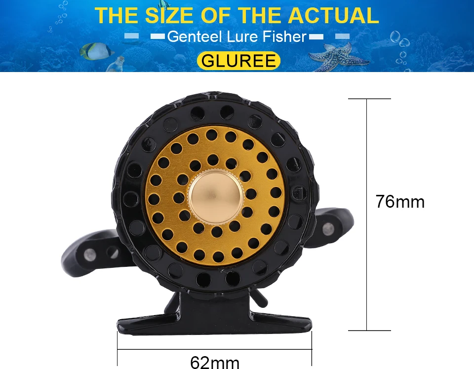 GLUREE Plastic Steel Fishing Rafts Saltwater Fly Fishing Reel 6+1BB 2.61 BlackGold LeftRight Hand Bait Casting Front Wheel (10)