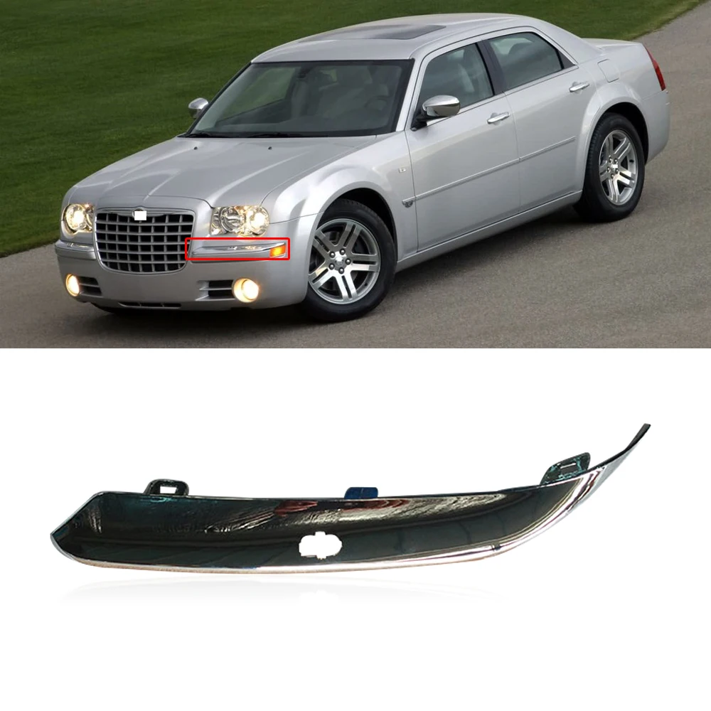 

CAPQX For Chrysler 300C Chrome Front Bumper Trim Protector Strip Car Anti-scratch Garnish Strip DA806125AA/DA806124AA