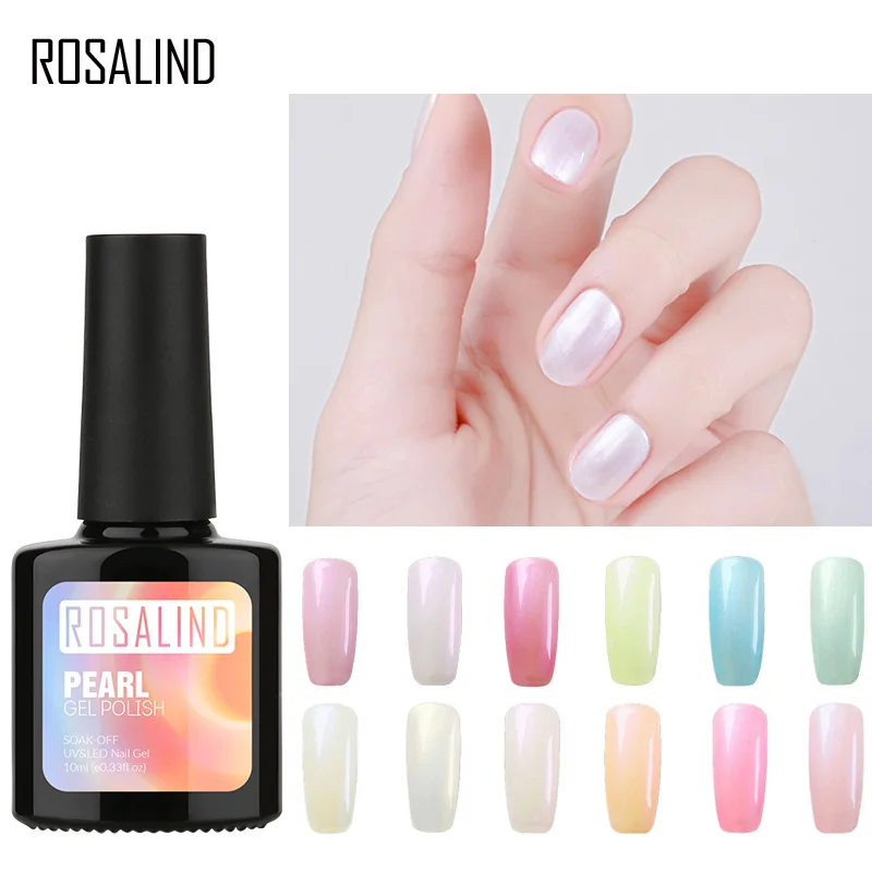  ROSALIND 10ml Nail Polish Pearl Series UV LED Nail Gel Polish Pure Color Soak Off Top White Semi Pe