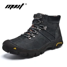 MVVT/водонепроницаемые мужские ботинки; теплые зимние ботинки из натуральной кожи; уличные ботильоны; зимняя обувь для мужчин; рабочие ботинки