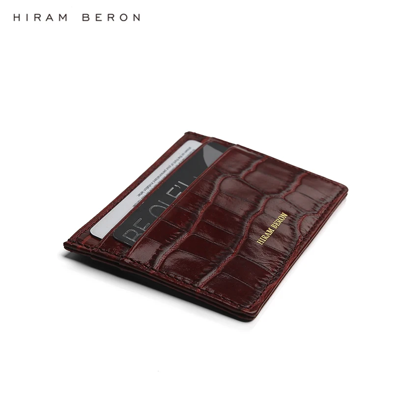 Hiram Beron Make Your Own Case Italian Leather Card Holder Womens Thin Wallet Crocodie Pattern dropship Hiram Beron Make Your Own Case Italian Leather Card Holder Womens Thin Wallet Crocodie Pattern dropship