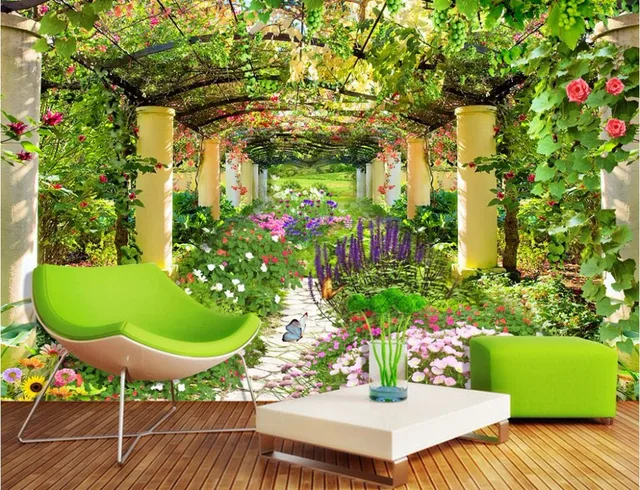 Custom Photo Non Woven Mural Wallpapers For Living Room Flower Custom Photo Non Woven Mural Wallpapers For Living Room Flower Garden Decor Painting
