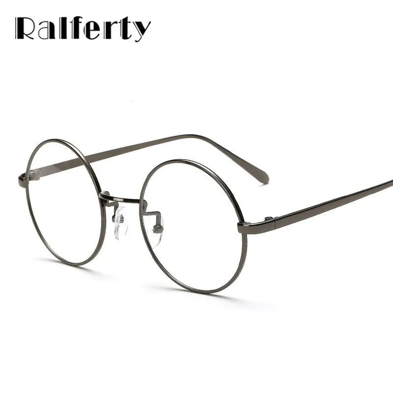 Ralferty негабаритных корейских круглых очков, оправа с прозрачными линзами для женщин и мужчин, Ретро Золотые очки, оправа для очков, винтажные очки
