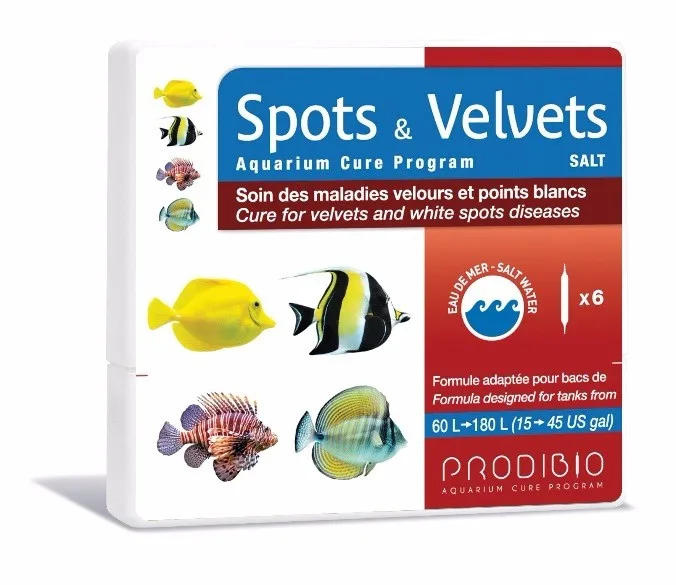 Prodibio Spot& Velvets лекарственные средства, морская Солёная вода, аквариумные рыбки, белая пятнистая лечение, био сделано во Франции