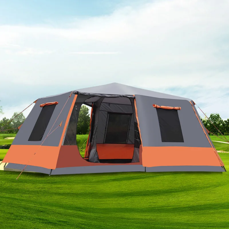 Сверхъярусная одноярусная двухслойная водонепроницаемая ветрозащитная палатка с двумя спальнями для 6-12 человек, вечерние палатки