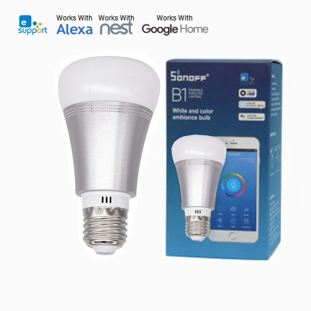 

Sonoff B1 Led Bulb Dimmer Smart Light Bulbs Remote Control Wifi Light Switch Led Color Changing Light Bulb Works With Alexa