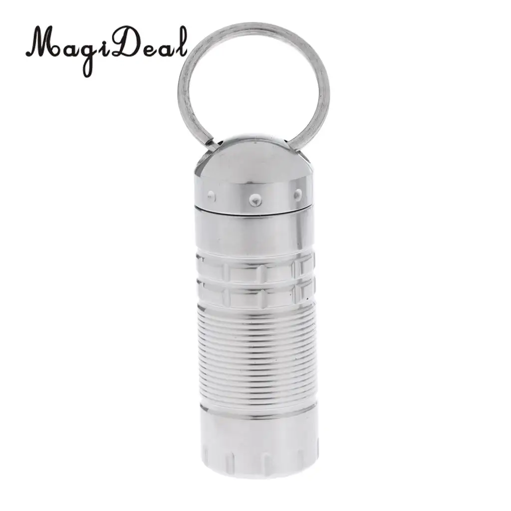 MagiDeal Outdoor Camping Waterproof Titanium Tablet Capsule Holder Pill Container Box Case Key Holder Silver