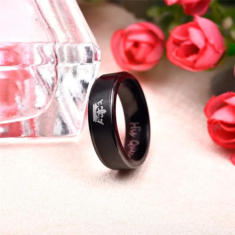 YAKAMOZ Модные кольца для пар из нержавеющей стали Черная Корона ее король его королева пара ювелирных изделий юбилей день Святого Валентина