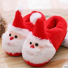 Тапочки с Санта Клаусом; домашняя Хлопковая женская обувь; домашние теплые рождественские тапочки для детей; нескользящая плюшевая обувь для маленьких девочек и женщин