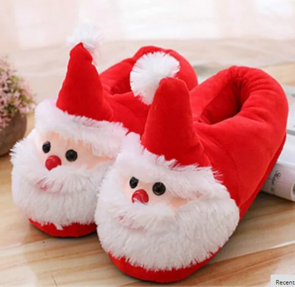 

Santa Claus Slipper Home Cotton women Shoe Indoor Warm children Christmas Slippers baby kids Non-slip girl female Plush Shoe