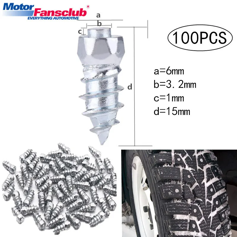 100PCS 15mm Car Tires Studs Screw Spikes Wheel Tyres Anti Slip Snow Chains Stud For Motorcycle