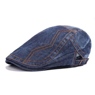 Spring Summer Cowboy Outdoor Adjustable Beret Denim Beret Caps Bones Flat Sun Cap For Cowboy Jeans Hats For Men beret cap for men Berets