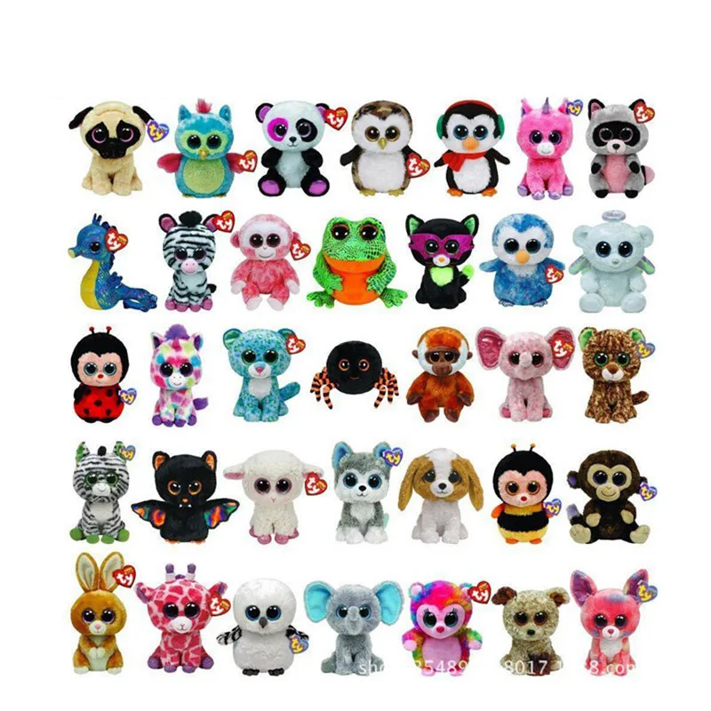 

Ty Beanie Boos 15cm Bear Fox Owl Dinosaur cute plush Toys Soft Big-eyed Stuffed Animal Collection Doll Toy Unisex