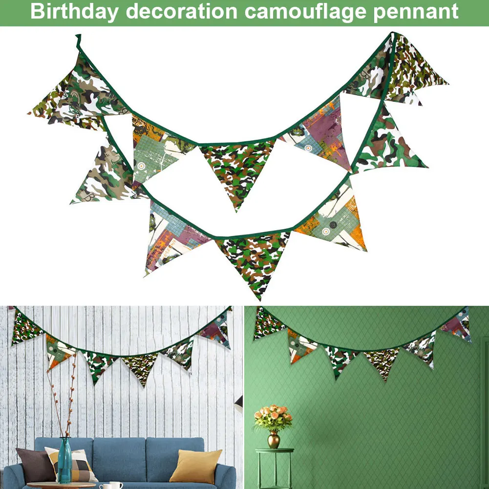 

Camouflage Triangular Flag Pennant Banner Buntings Decoration For Outdoor Birthday Party @LS JA04