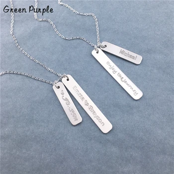 

Silver Long Bar Necklace Jewelry Name Chocker Handmade Bridesmaid Gift Statement Necklace Letter Pendants
