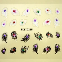 Наклейка для ногтей оптом перо и цветок форма наклейки для ногтей Блеск 2 дизайн 10 шт наклейки для ногтей 3d наклейки для ногтей смешанные