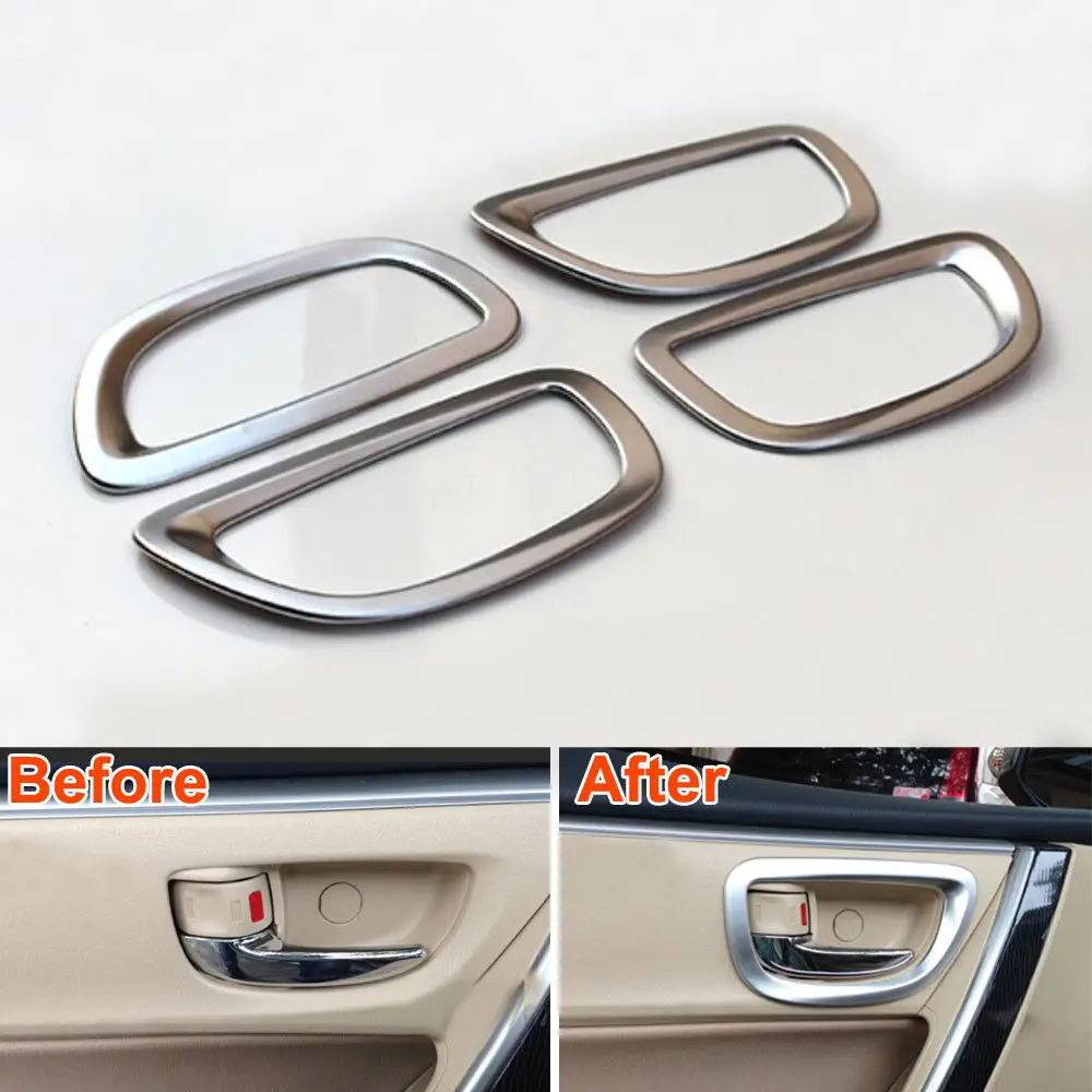 Interior Door Handle Bowl Cover Trim Frame Decor Moldings Chrome Car