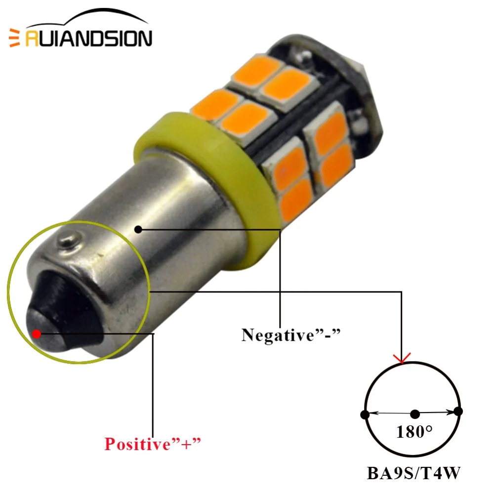 Пара 2 шт. BA9S BAX9S BAY9S 2835 20 SMD Янтарный/желтый светодиодный интерьерные лампы для чтения светильник источник света автомобиля DC 12V 150LM