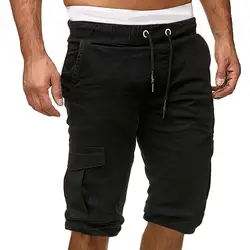 Мужские военные карго шорты брюки рабочие повседневные короткие брюки Джеггинсы спортивные однотонные мешковатые карманы брюки